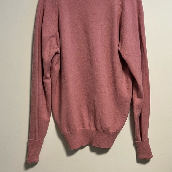 Pink Wool sweater V neck Golf style sweater with relaxed fit VIntage V Neck - Picture 8 of 9